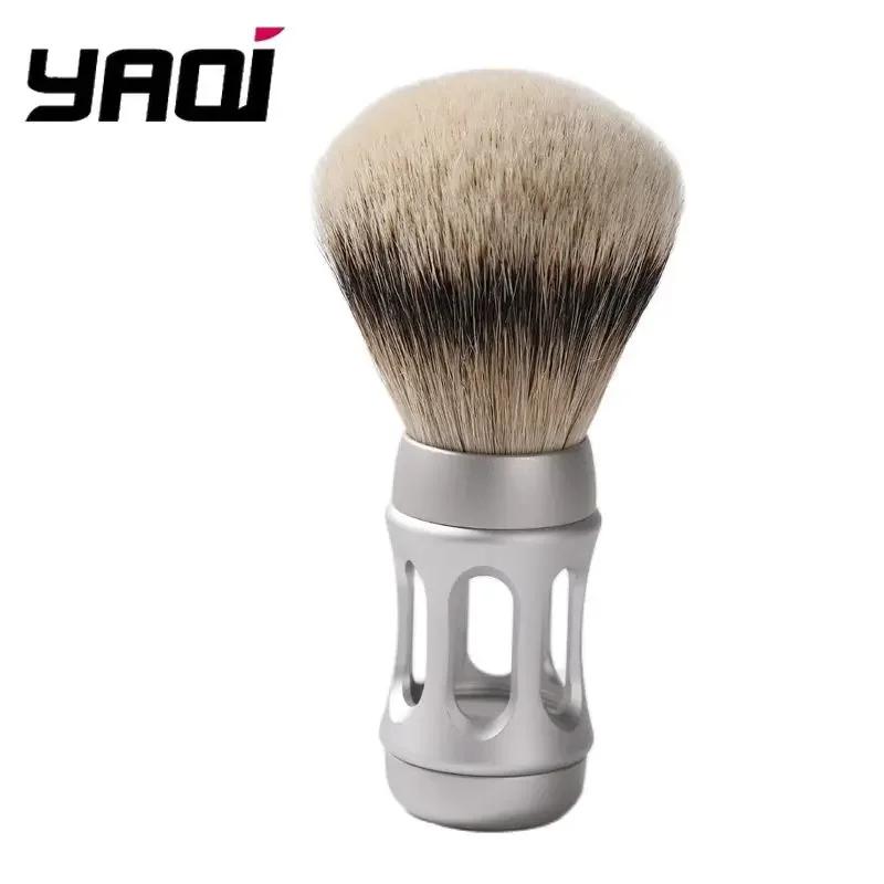 

Yaqi Bandstand 24mm Matte Chrome Metal Handle Silvertip Badger Hair Shaving Brush And Shaving Soap Set for Men Grooming Kit