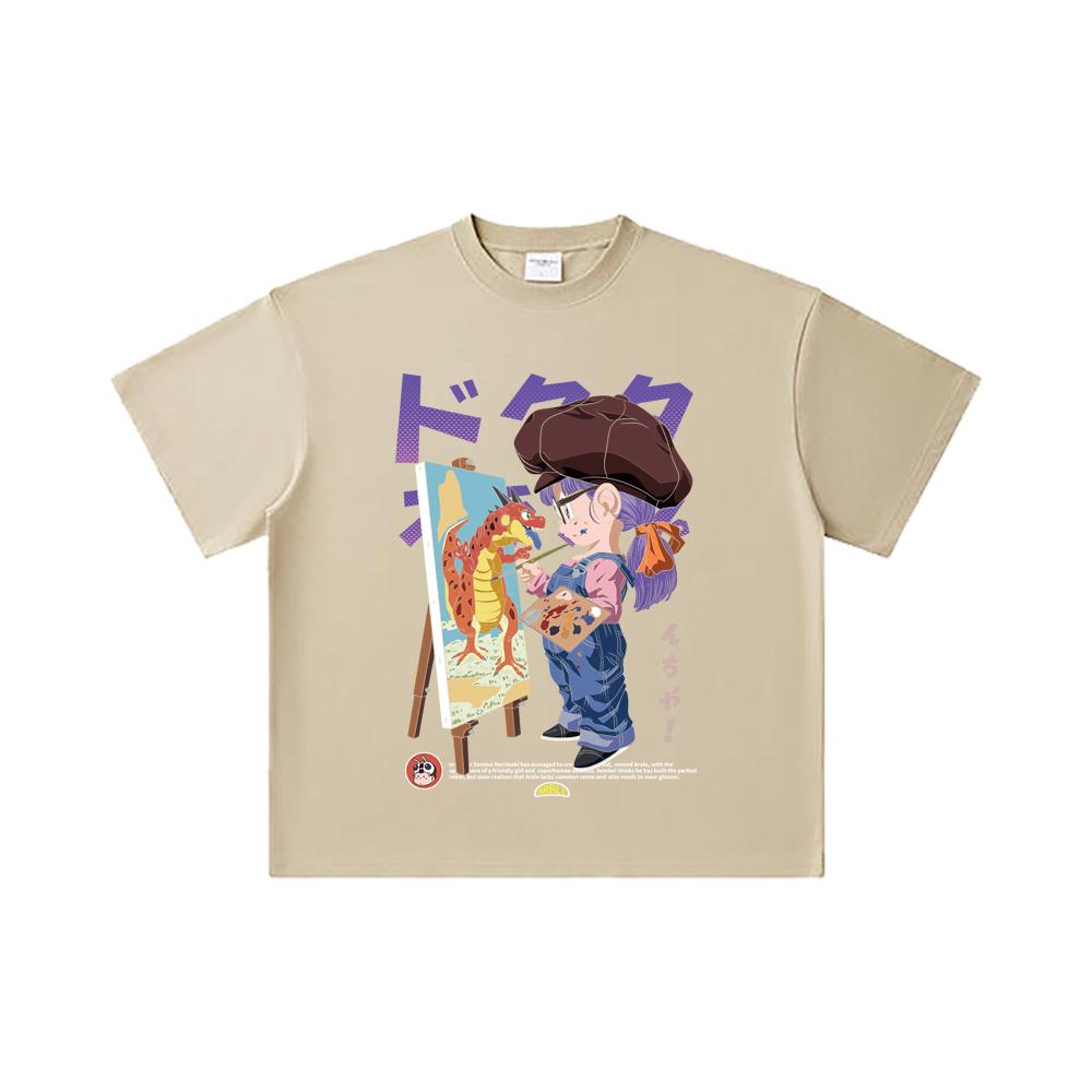 260 GSM Double Yarn 32 Count 100% Cotton Dragon Ball V10 Arale Print Unisex Heavy Cotton T Shirt