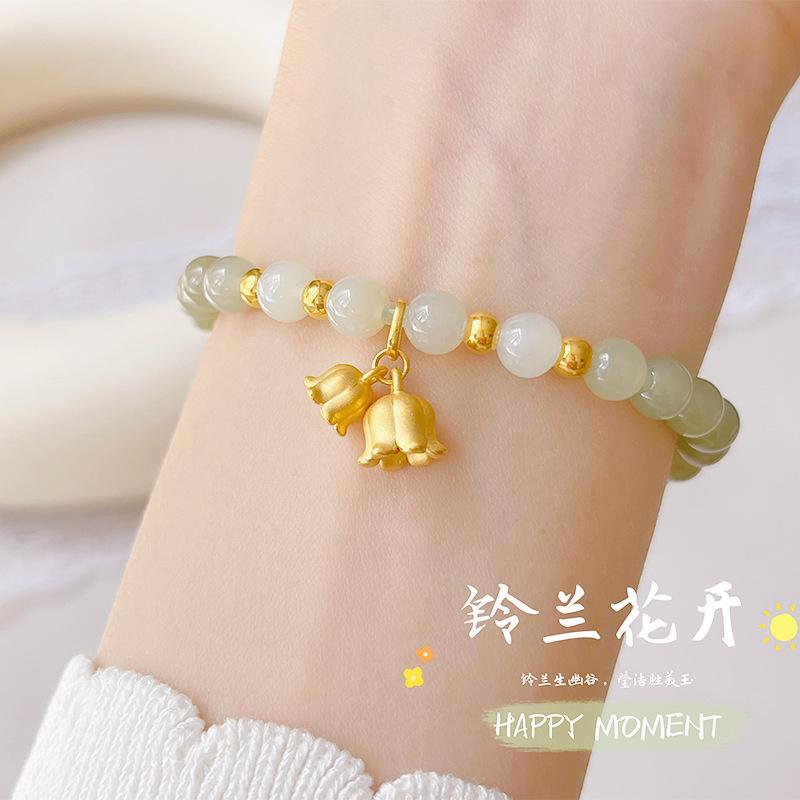 Recommended jewelry: Natural Hetian jade bracelet, lily of the valley bracelet, women's sand gold pendant, Chinese style accessories, hand jewelry,