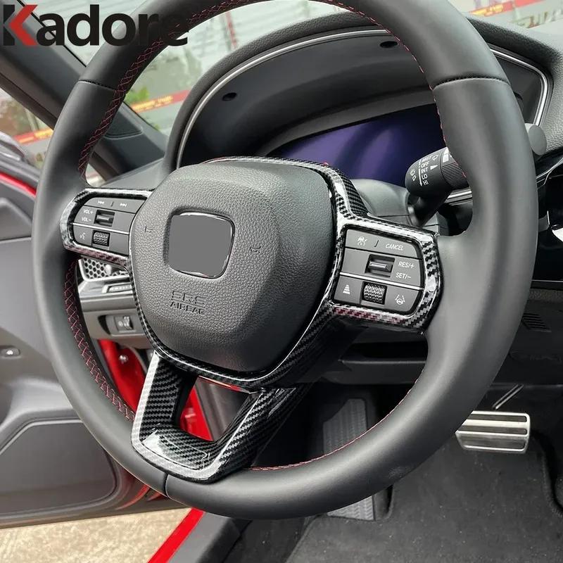 For Honda Civic Integra Sedan 2024 Carbon Fiber Car Steering Wheel Panel Cover Trim Interior Mouldings Accessories