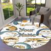 Cat Donut Duo Custom Name Round Area Rug Carpet Rug For Living Room Bedroom Sofa Playroom Decor Nonslip Floor Mat