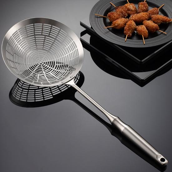 Stainless Steel Spider Strainer Skimmer Long-Handled Mesh Oil Strainer Spoon for Deep Frying Pasta & Hot Pot Rust-Resistant Kitchen Cooking Spoon