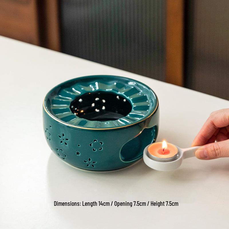 Japanese Candle-Heated Glass Teapot with Ceramic Base