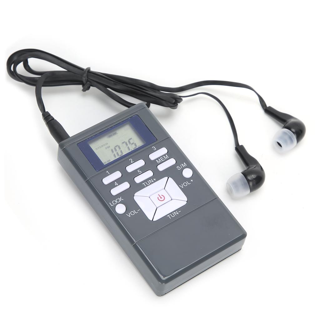 QQT102 Professional Radio Portable FM Stereo Receiver with LCD Display Earphone