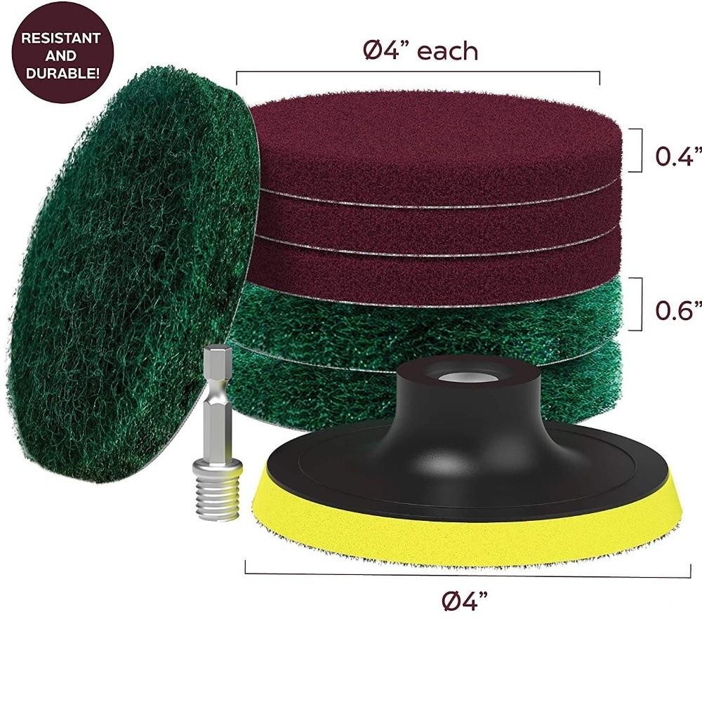 8Pcs/Set 4 Inch Electric Drill Brush Kit Scouring Pads Detailing Tool Cleaning Polishing Pads Grout Cleaning