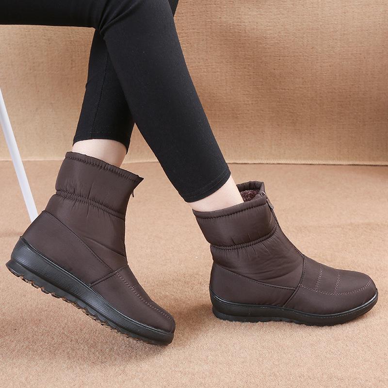 Botas cálidas de invierno para mujer, Botas de lluvia, zapatos impermeables para mujer, botas de nieve, zapatos de madre a la moda