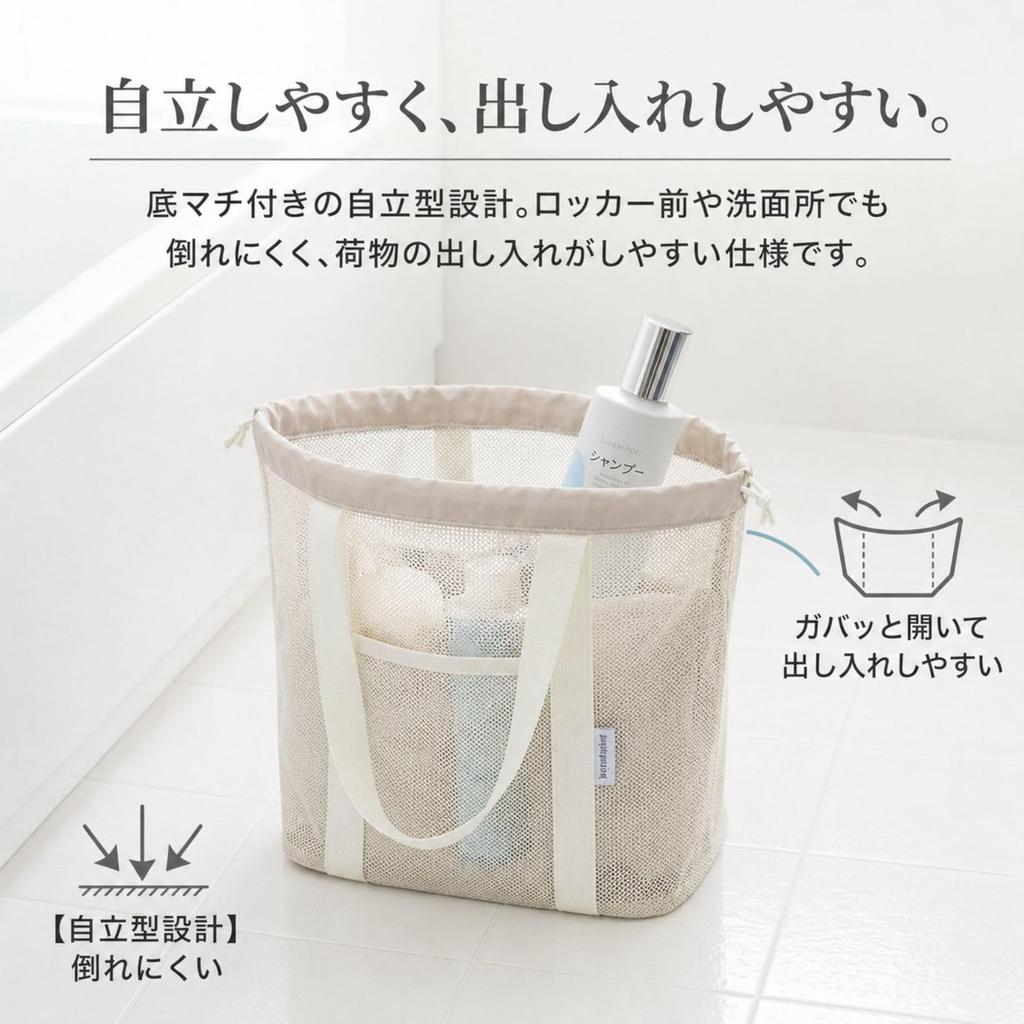 adzu Spa Bag, Mesh Bag, Waterproof Pocket, Wet and Dry
