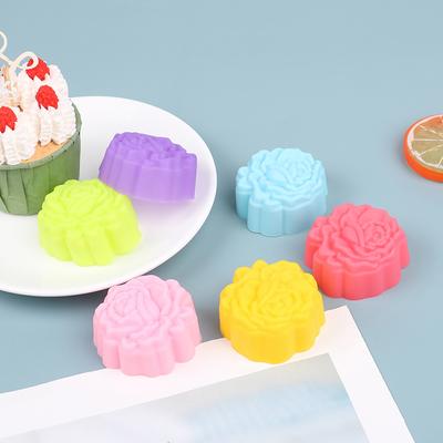 12 Stück 5 cm Rosenförmige Gelee-Puddingform Muffin-Kuchenbecher Silikon-Muffin-Kuchenformen Backzubehör