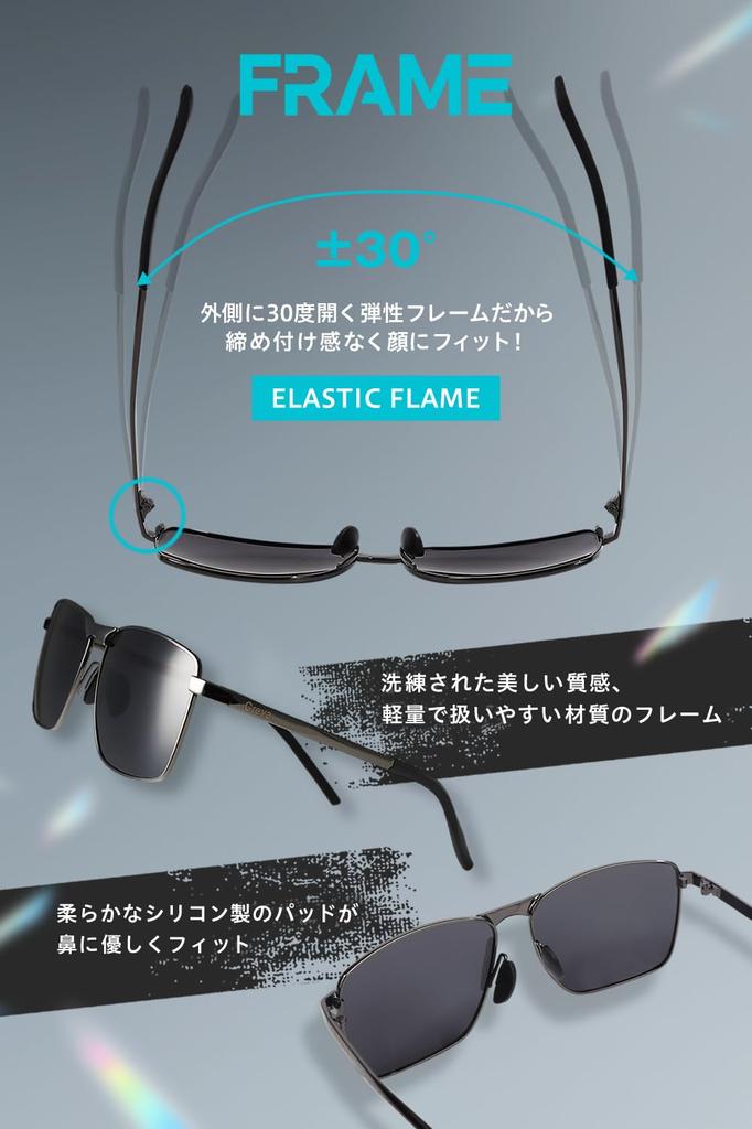 Polarized UV Protection Frame x Gray [Creva] Sunglasses, Sunglasses, Unisex, Lightweight, AL-MG Alloy, (Black Lens)