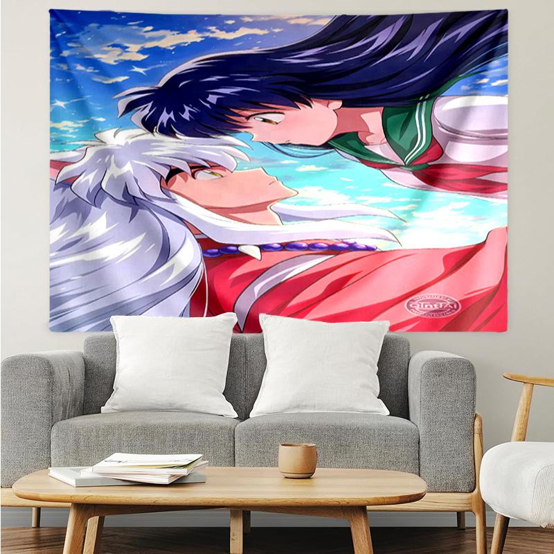 Inuyasha & Kagome Tapestry for Bedroom Aesthetic Classroom Tapestries Wall Hanging for Living Room Dorm Office,Ideal Creative Gift