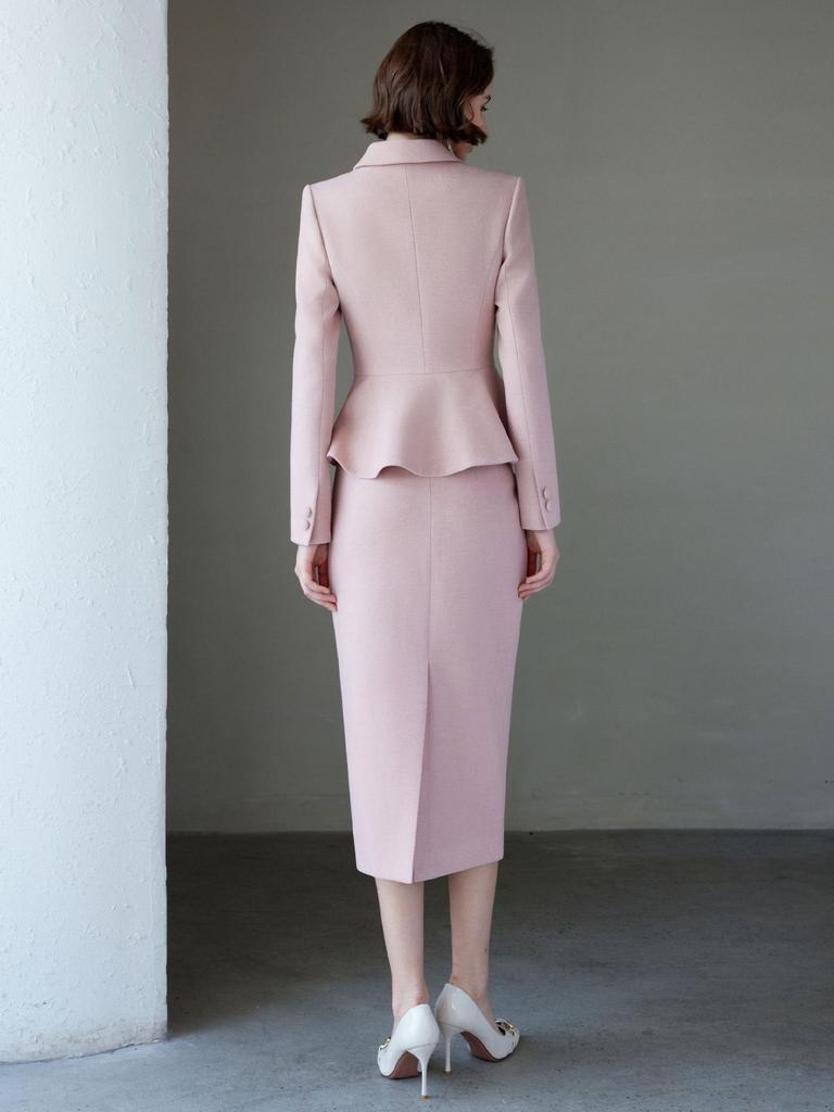 2024 Winter Pink Tweed Suit Set: Korean Drama Style Chic