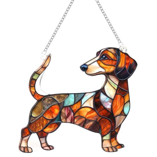 

Acrylic Puzzle Suncatcher Cute Dog Sun Catcher Panel DIY Jigsaw Puzzle Window Hanging Ornament for Home Garden Decor Size#31