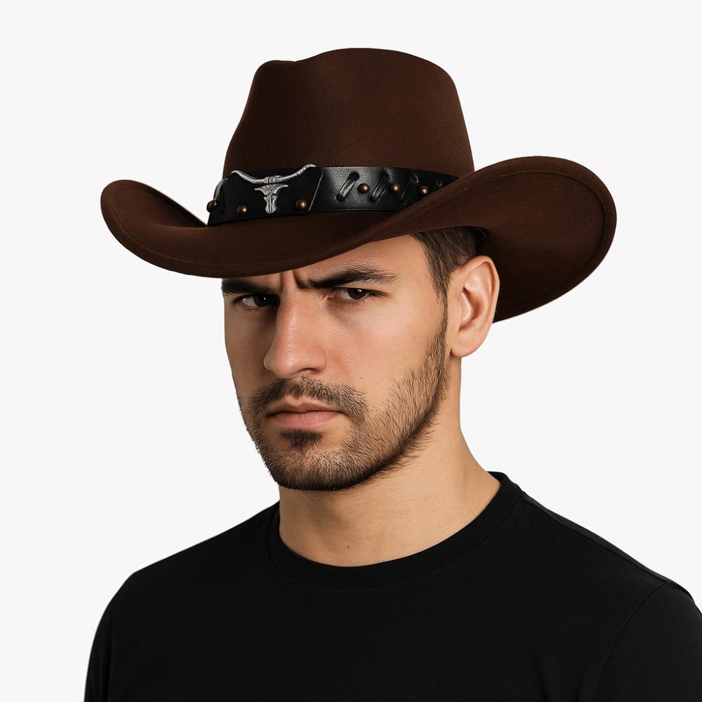 Cow Head Cowgirl Jazz Hat Wide Brim Visor Caps Punk Knight Hat  Outdoor