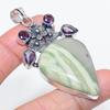 Natural Swiss Green Opal, Amethyst 925 Sterling Silver Pendant 2.60" Q0h49
