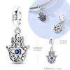 Original 925 Silver Charm Bead Blue Eye the Hand of Fatima Pendant Fit Original Bracelet Necklace For Women DIY Gift