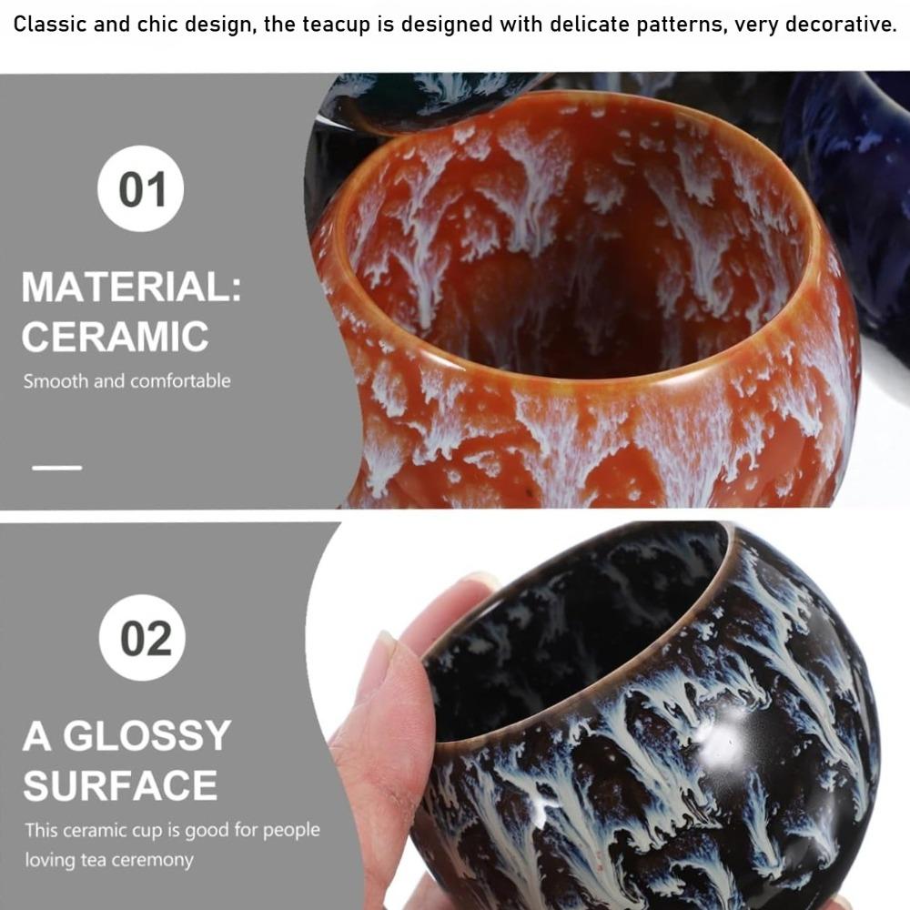 Ceramic Tea Cup Traditional Chinese Design Portable Daily Use Teacup for Tea Ceremony and Present for Friends and Family