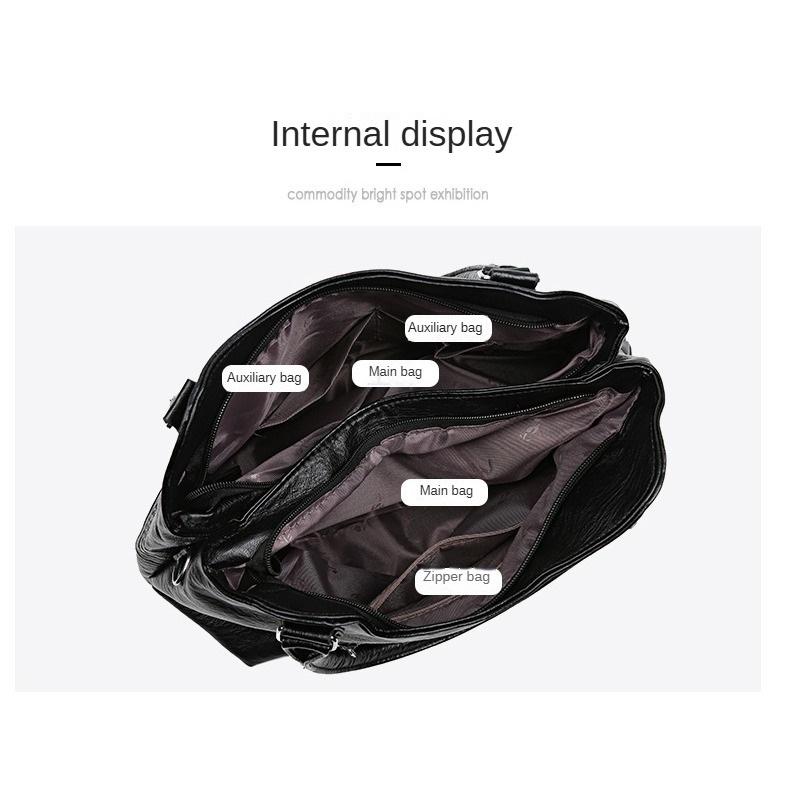 Large Capacity Soft Leather Minimalist Casual Tote Bag for Ladies