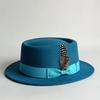 Vintage Pork Pie Hat For Men Wide Brim Felt Black Fedora Church Jazz Ribbon Trilby Panama Gangsters Caps Gentleman'S Style