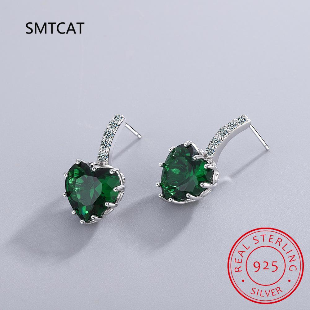 Heart Genuine Natural Garnet Red Ruby 925 Sterling Silver Stud Earrings for Women Fashion Statement Gemstone Jewelry Oorbellen