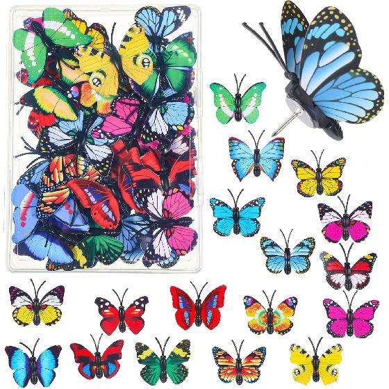 40 Packs Butterfly Push P, Butterfly Thumb Tacks Decorative Thumb Tacks Colorful Cute Push P for Photo Wall Cork Board Bulletin Board Home Office