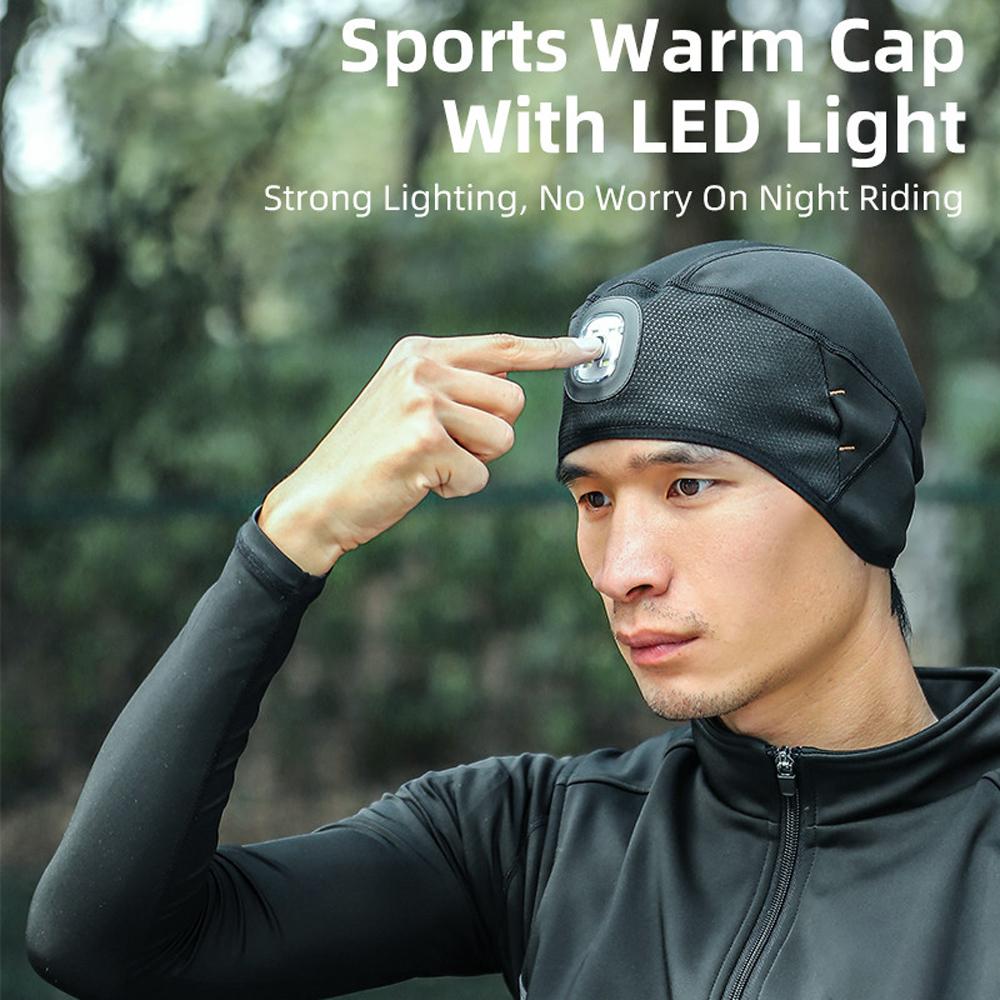 Warm High Elasticity Hat with Light Outdoor Night Run Cap with Detachable Light Fishing Cycling Washable Hat