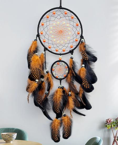 Luminous dreamcatcher feather wind chimes