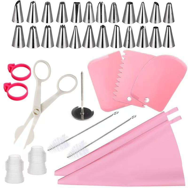 33-Piece Piping Tip Set With Pastry Bag Silicone Cupcake Liners Cake Decorating Baking Supplies