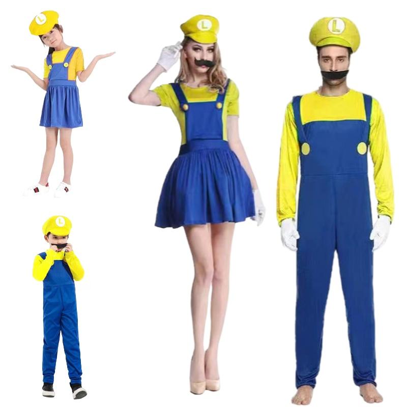 Halloween Cosplay Costume For Kids And Adults Super Mario Outfit In Various Colors