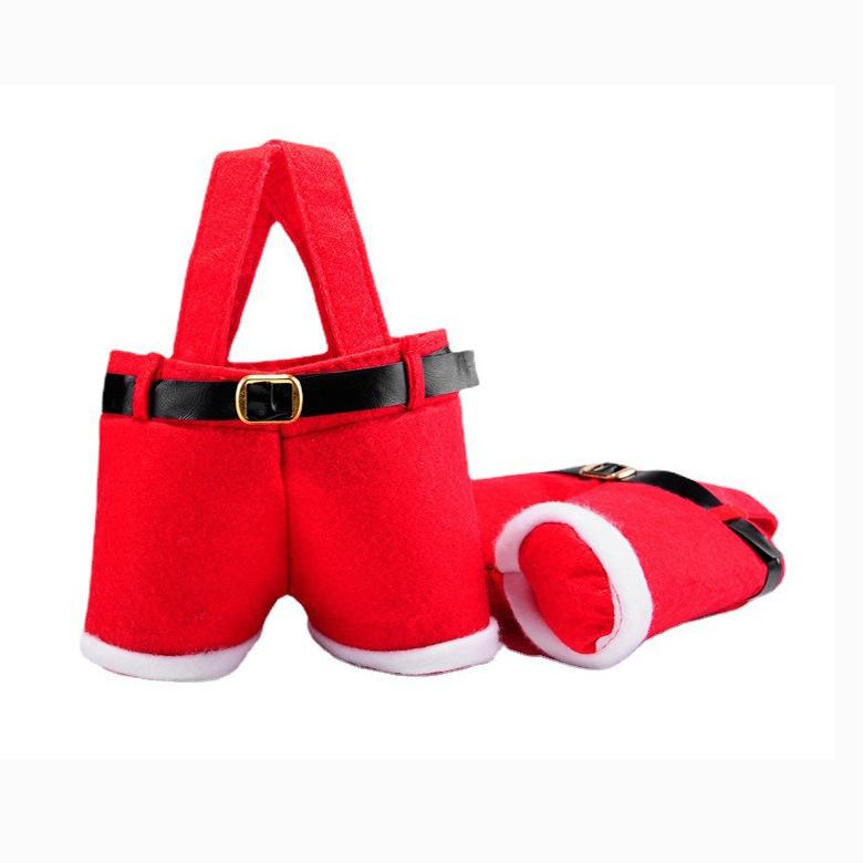 

Праздничные рождественские конфетные мешочки: Стиль штанов Санты, идеально подходит для подарков на Новый год и Рождество - Изготовлено из полиэстера 20*14.5cm красный