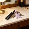 Keychain Pendant Imitation Leather Macaron Color English Letter Design Bag Charm Backpack Car Accessories
