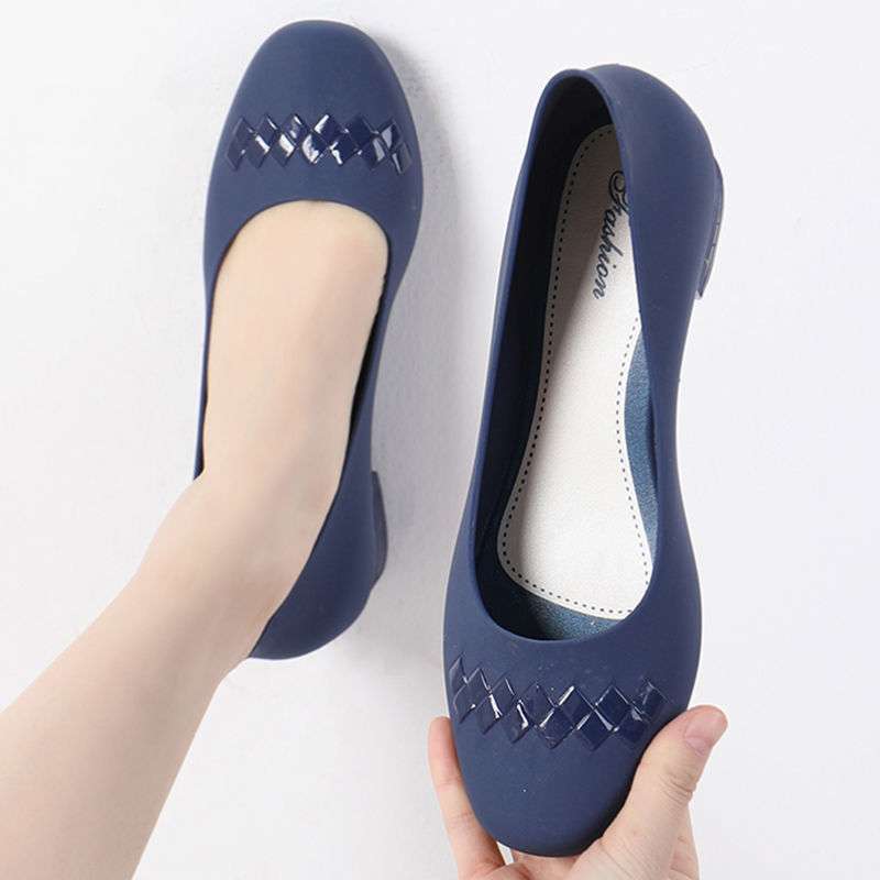 Baotou Single Shoes Waterproof Shoes Fashionable Non-slip Rain Shoes Women's Summer Thick Heel Rubber Shoes Overshoes Spring and Autumn Wear Low-top