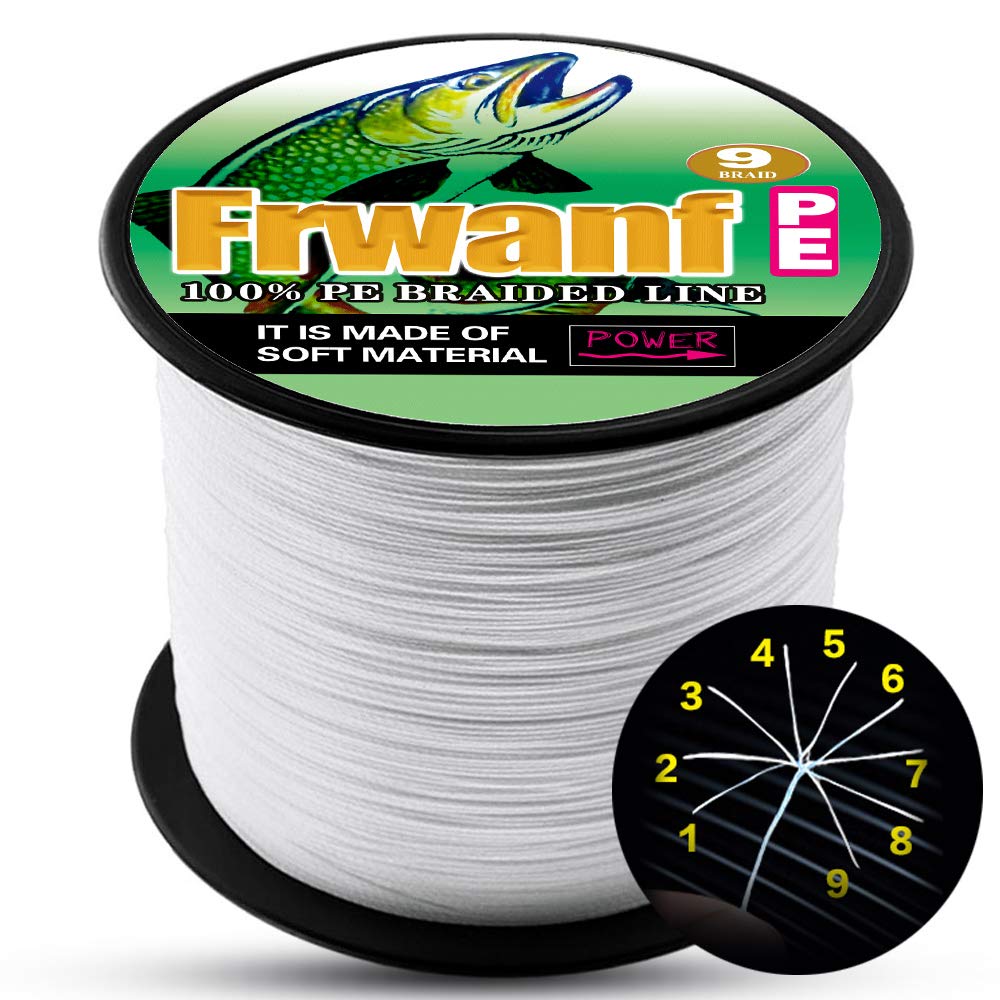 

Frwanf PE Fishing for Hard Rock Fishing and Large Fish High Low and Long Casting Distance Line, 9-Strand White, 1000m, Salt-Resistant, X9-Strand,