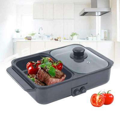 Mini 2-in-1 Electric Hot Pot & BBQ Grill Smokeless Shabu Pan 1200W Cookware