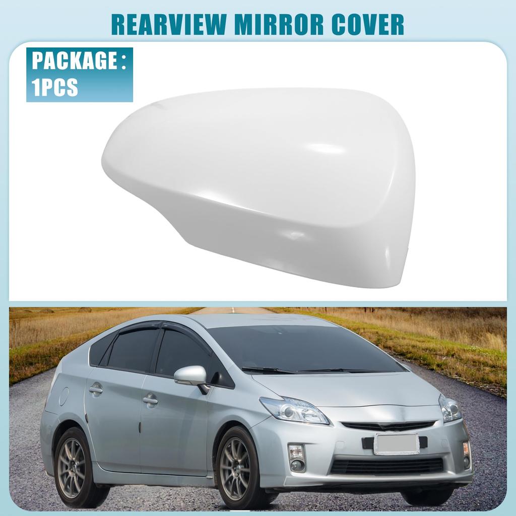 ABSOPRO Rearview Mirror Cover Cap, Right Door Mirror Cover, Compatible with Toyota Prius C 2012-2018, ABS Plastic, White