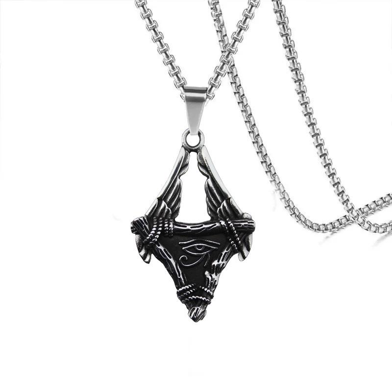 2024 Retro Skull Titanium Steel Pendant Necklace for Men - European American Style Half Face Stainless Steel Jewelry