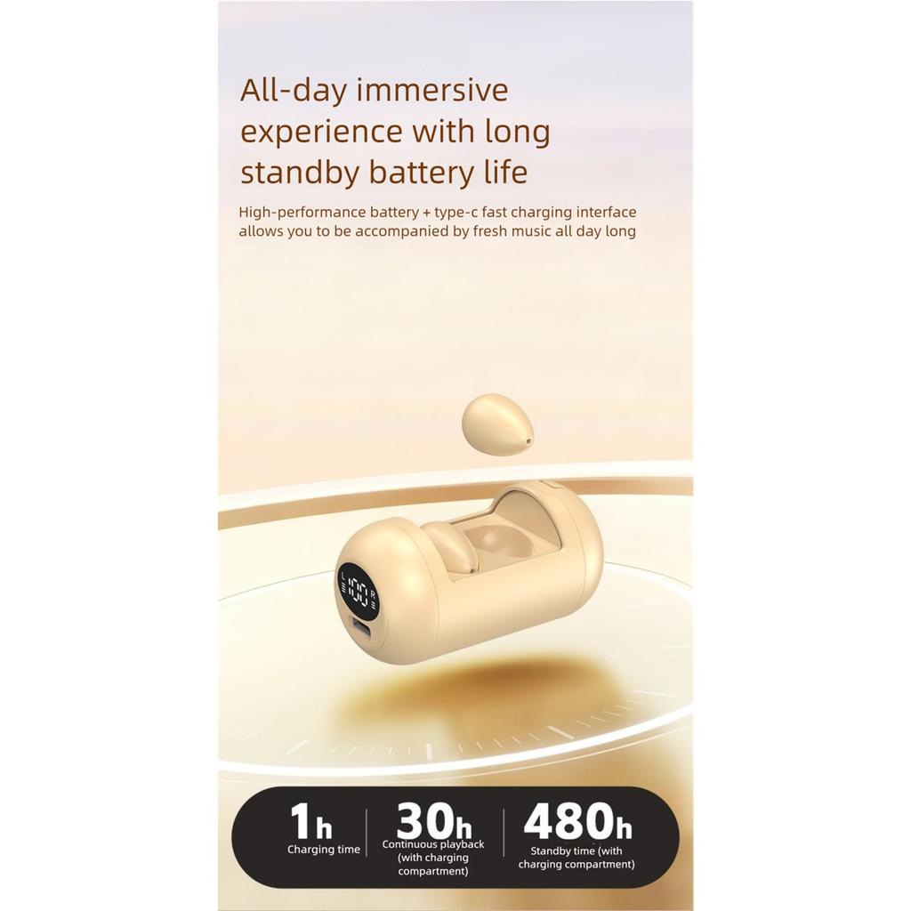 New Mini Sleep Bluetooth Translation Earphone Comfortable Wear Power Display in Ear Style Bluetooth Headphone Translator Earbuds