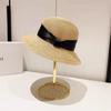 Temperament satin face hat women's summer French braided bucket hat foldable seaside beach sun hat