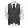 England Style Men's Suit Vests Fake Two Pieces Business Casual Waistcoats Vintage Mens Formal Dress Vest