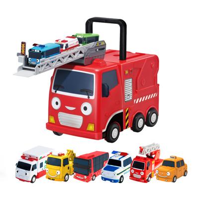 Zestaw 6 minisamochodów Tayo Frank + Tayo Friends Mini Carrier, koreańskie zabawki