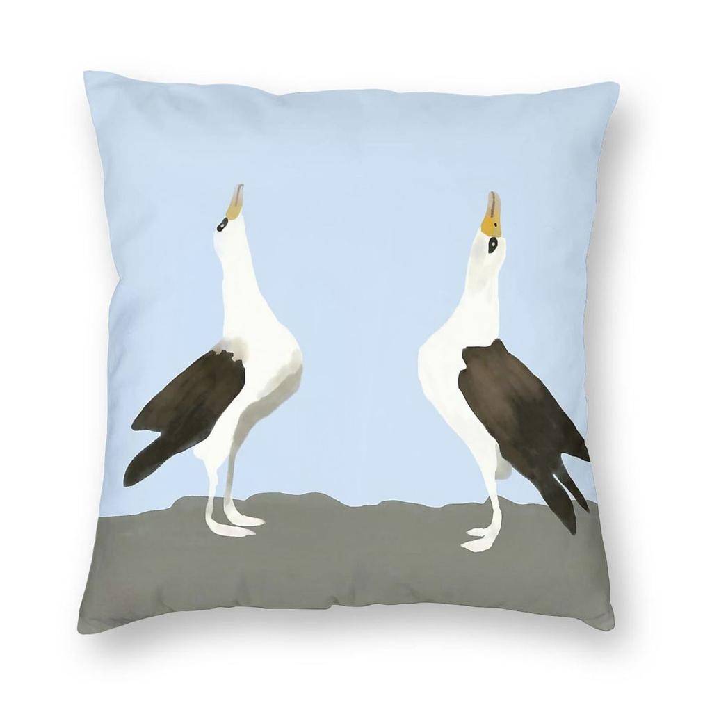 Laysan Albatross Square Pillowcase Polyester Linen Velvet Printed Zip Decorative Room Cushion Cover