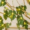 1.5/3/6M Led Monstera Leaf String Lights Battery Powered Tropical Rattan Palm Leaf For Wall Hanging Home Garden Decoration