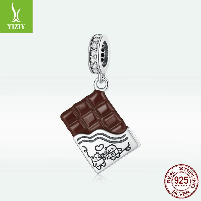 Kärlek Choklad DIY Armband Hänge, Alla hjärtans dag Present Droppande Olja S925 Silverpärlor Scc1782