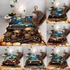 3D Halloween Verfallenes Auto Skelett Horror Szene Teppich Retro Verfallenes Auto Wohnzimmer Teppich Heimdekoration Geschenk
