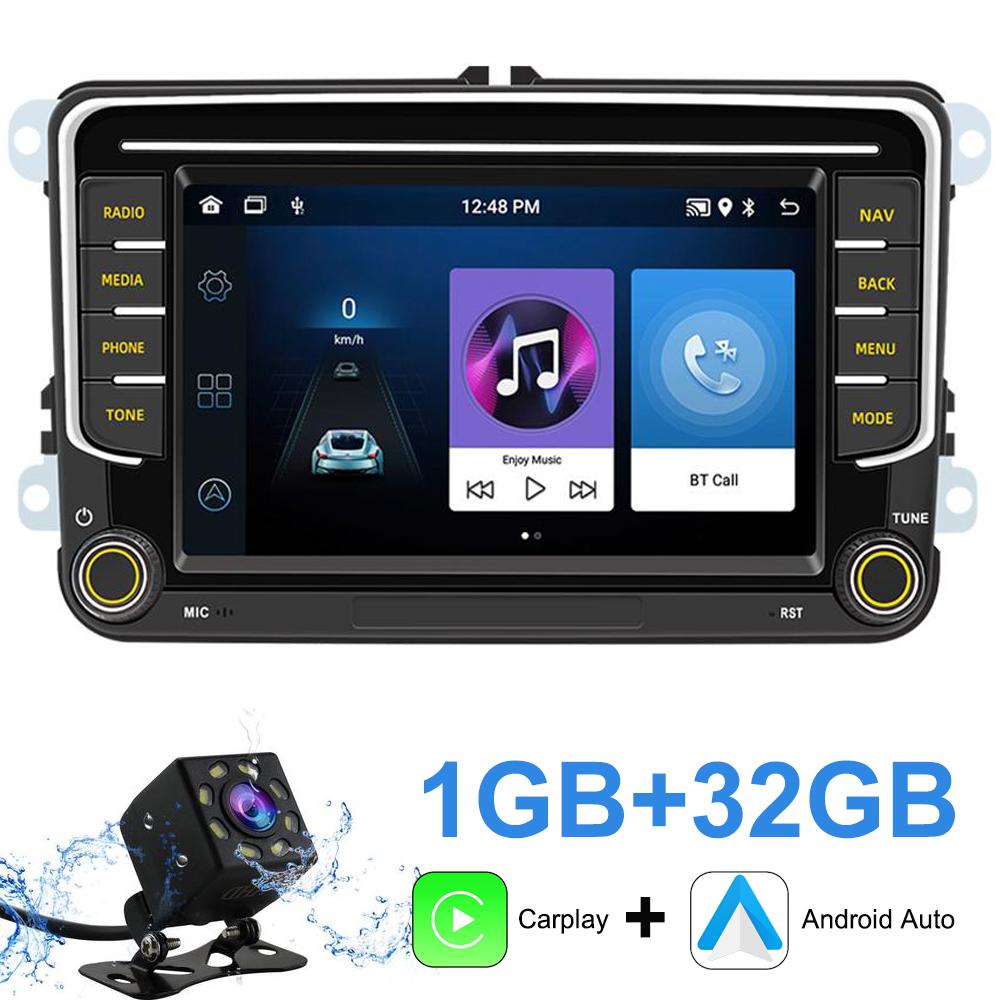 

2G+32G /1G+32G Android 13 7-дюймовый IPS-экран Беспроводной CarPlay Android Auto Автомагнитола для VW Jetta Седан Passat Tiguan CC Golf Skoda Радио 1+32GB чёрный