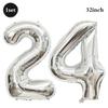 32inch Silver Number Foil Balloons Large Digit 0-9 Helium Globos Happy Birthday Party Decor Wedding Anniversary Graduation 2026