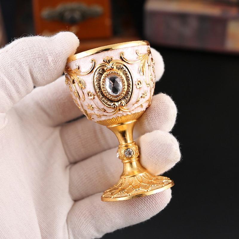 Hot-selling high-end small wine glasses, one-bite cups, creative household metal exhibition hall decorative ornaments