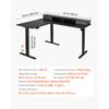 SucceBuy L Shaped Desk Electric Adjustable Height Corner Gaming Desk with Dual Hooks and Wheels for Home Office Easy to Assemble