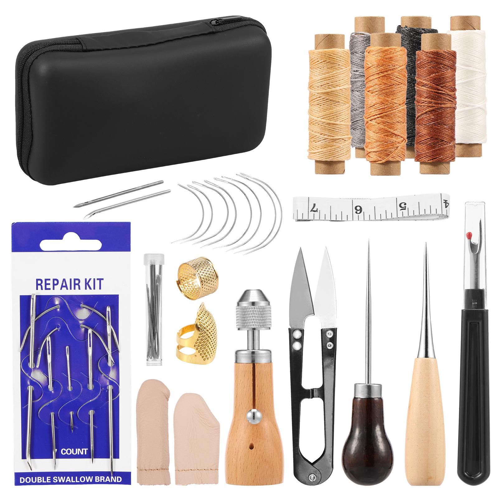 

40Pcs Sewing Awl Kit Complete Leather Sewing Awl Kit with Storage Bag Portable Sewing Waxed Thread Kit for DIY Repair and Crafts