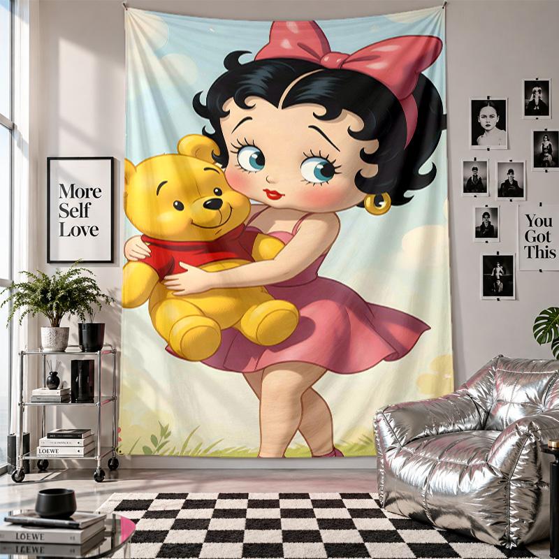 Wall TapestryBetty Boop Art Hanging Cloth Decorative Background Cover for Room Decoration