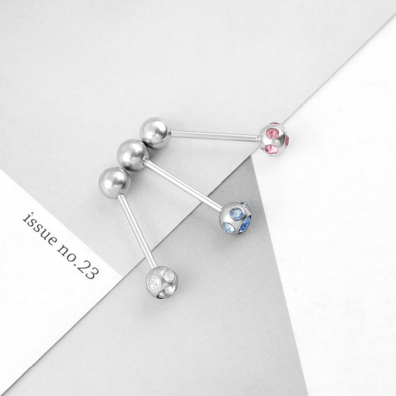 Stainless Steel Colorful Diamond Tongue Piercing Barbell for Ear Cartilage | Body Jewelry 